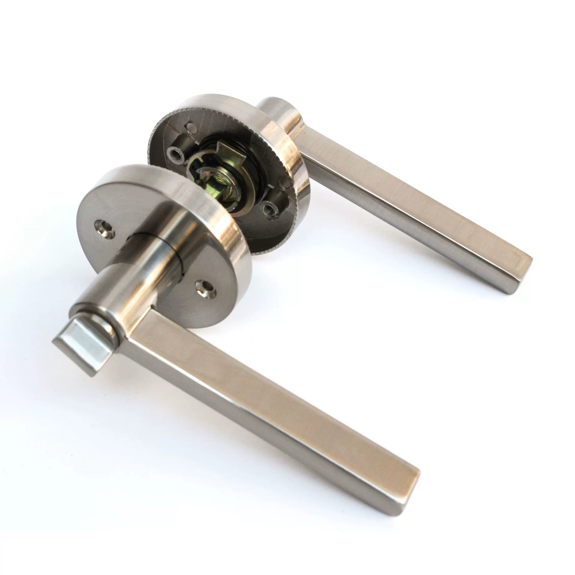 Фабрика Прямые поставки цинковый сплав трехполюсный замок ручки дверь спальни ванная комната круглая крышка дверной замок канал деревянный замок дверной ручки