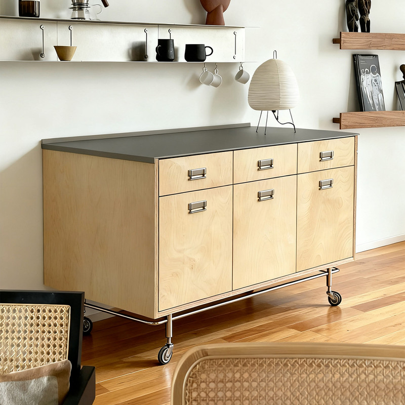 Used Solid Wood Sideboard with Wheels, Multifunctional Birch Storage Cabinet, Living Room Storage Cabinet, Coffee Machine Storage Cabinet Used Solid Wood Sideboard with Wheels, Multifunctional Birch Storage Cabinet, Living Room Storage Cabinet, Coffee Machine Storage Cabinet