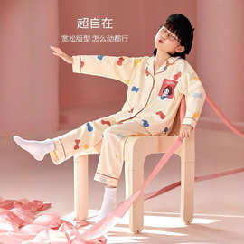 新款儿童开衫睡衣2025春秋季卡通白雪公主女宝宝长袖家居服两件套