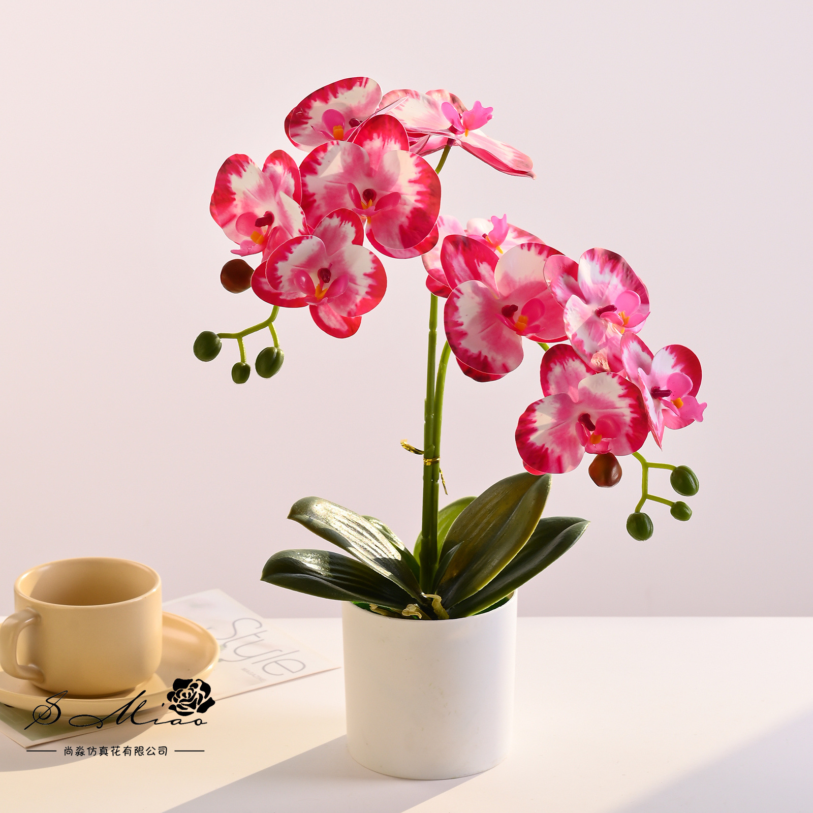 11 flores Phalaenopsis bonsai flores artificiales moda creativa decoración de flores adornos artificiales plantas verdes artificiales simulación pequeñas plantas en macetas image 5