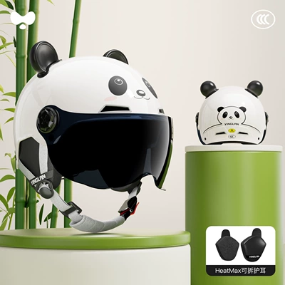 Motorcycle Helmet | Motosiklet kaskı (dəbilqə) - 3c-panda-white-sunscreen-short-glasses-heatmax-removable-ear-protection-one-size-fits-all