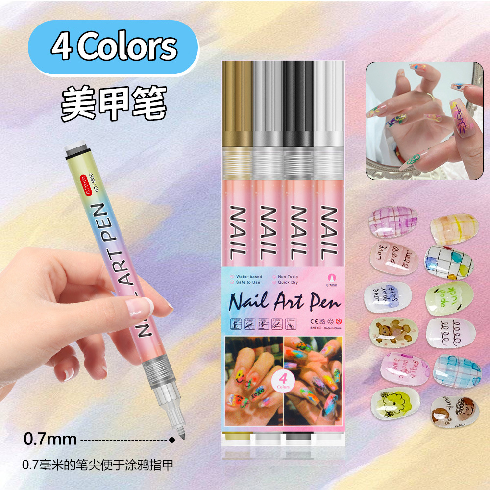 Nuevo lápiz de graffiti transfronterizo de uñas DIY lápiz de marca de secado rápido colorido de dibujo de gancho de línea de uñas lápiz de pintura