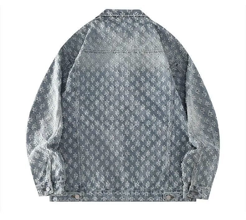 European High Street Fashion Vintage Washed Jacquard Denim Trendy Shirt Coat Spring Autumn Jacket_mkmklike.com