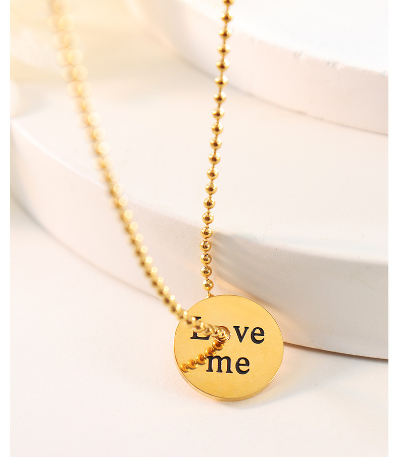 1 Piece Retro Round Letter Titanium Steel Plating Pendant Necklace_colorza_4