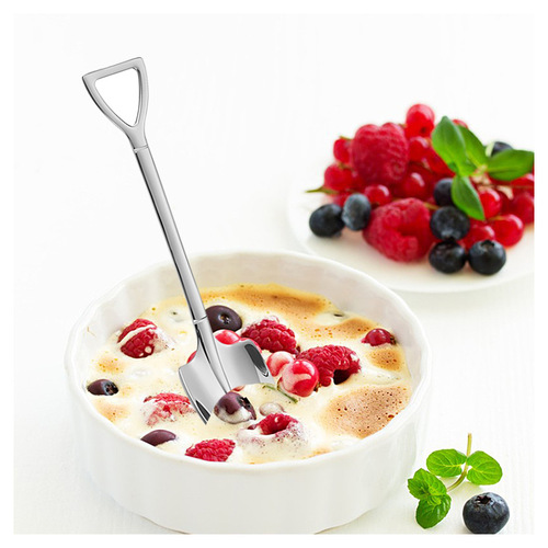 Factory direct sales stainless steel shovel spoon dessert ice cream fruit watermelon spoon Internet celebrity children's 304 square shovel spoon