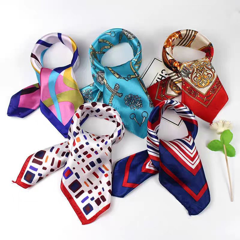 Factory Outlet Fashion Printed Scarf Small Silk Scarf Women's Square Scarf Korean Princess Joker Thin 50X50 Hair Band Trendy