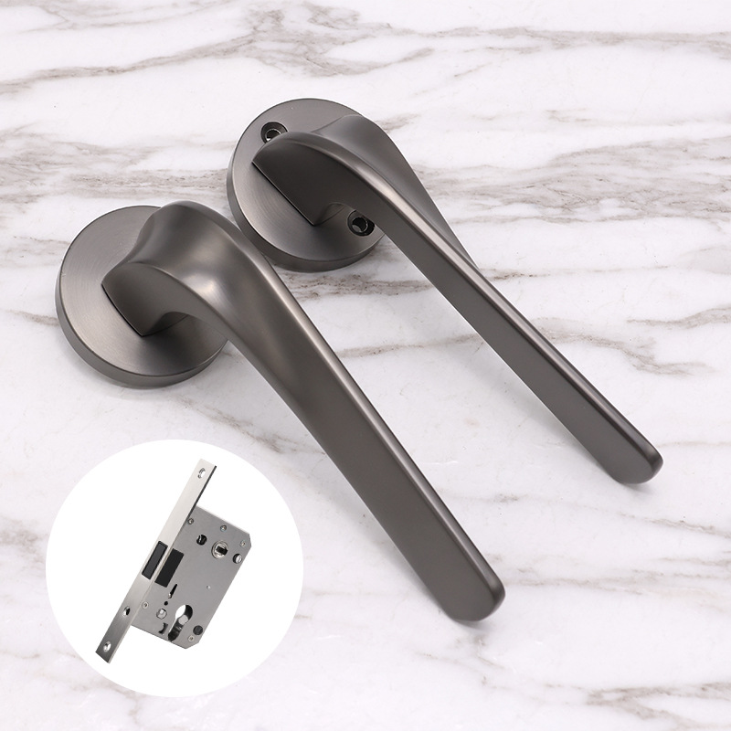 Lelang venta al por mayor de aleación de aluminio interior de baño manija de la puerta magnética de succión mudo estilo simple split manija de la cerradura de la puerta