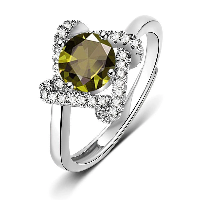 Горячий предпродажный стиль нового витка Four-leaf Crocodile Lucky Grass One Carat Imitation Moissanite Ring для женщин, доставка в одну штуку