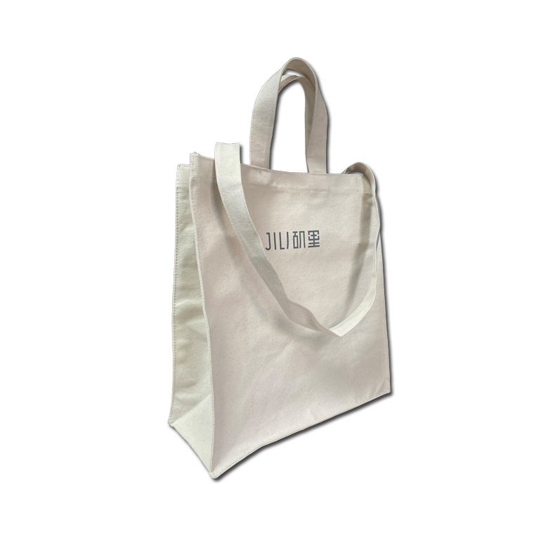 厂家制作纯棉再生帆布袋子 出口RPET帆布包 侧立高档精致工艺布包