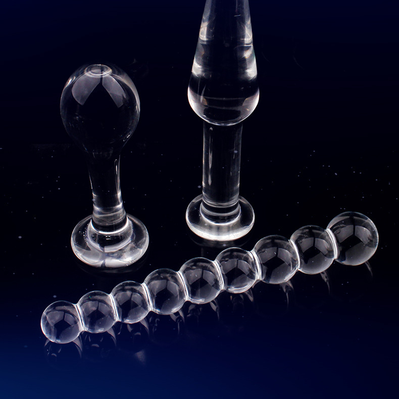 Clear Glass Anal Beads Plug, Nine-Bead Graduated Massage Stick for Adults — detail image 6