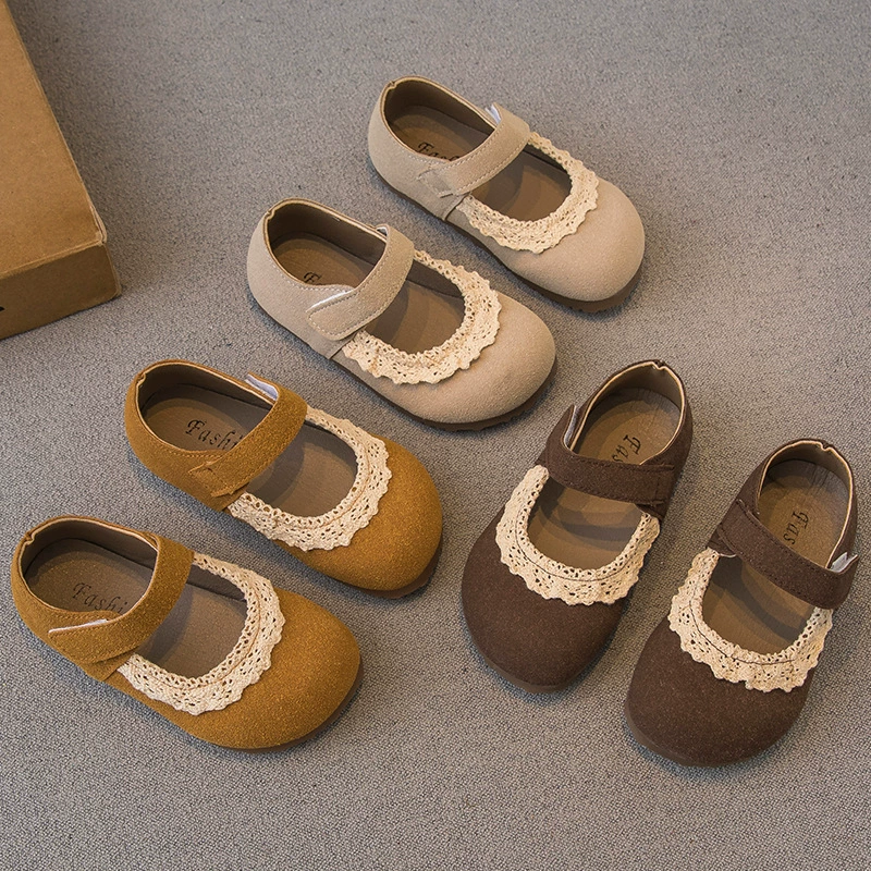 Кожаная обувь для девочек 2025 весна и осень новая детская обувь