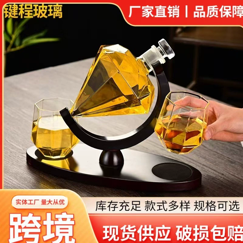 В наличии стеклянный декантер для виски в форме бриллианта, креативный дозатор для вина, пустая бутылка для вина, стеклянная бутылка для алкоголя.