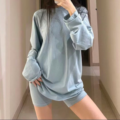 平は怠惰な風の快適なモーダルのゆったりした長袖tシャツの半ズボンの春の家のパジャマのスポーツのスーツの新型です。