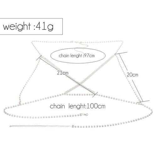 European and American fashion jewelry chest accessories, sexy hollow diamond-encrusted rhinestone chain, bikini chest chain, body chain
