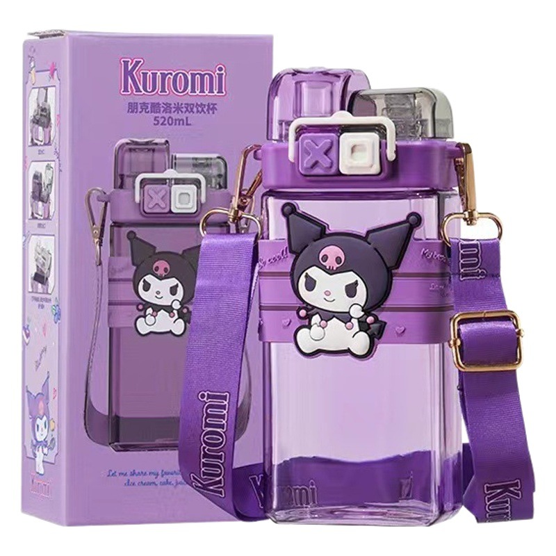 Sanrio punk taza de paja de plástico para hombres y mujeres de alta apariencia al aire libre hervidor portátil dibujos animados para niños taza de bebida doble resistente a la caída