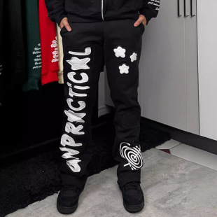 European and American Y2K Cross-Border Sweatpants Hip-Hop Casual Pants Personalized Men's and Women's High Street Rap Trendyy Sports Pants