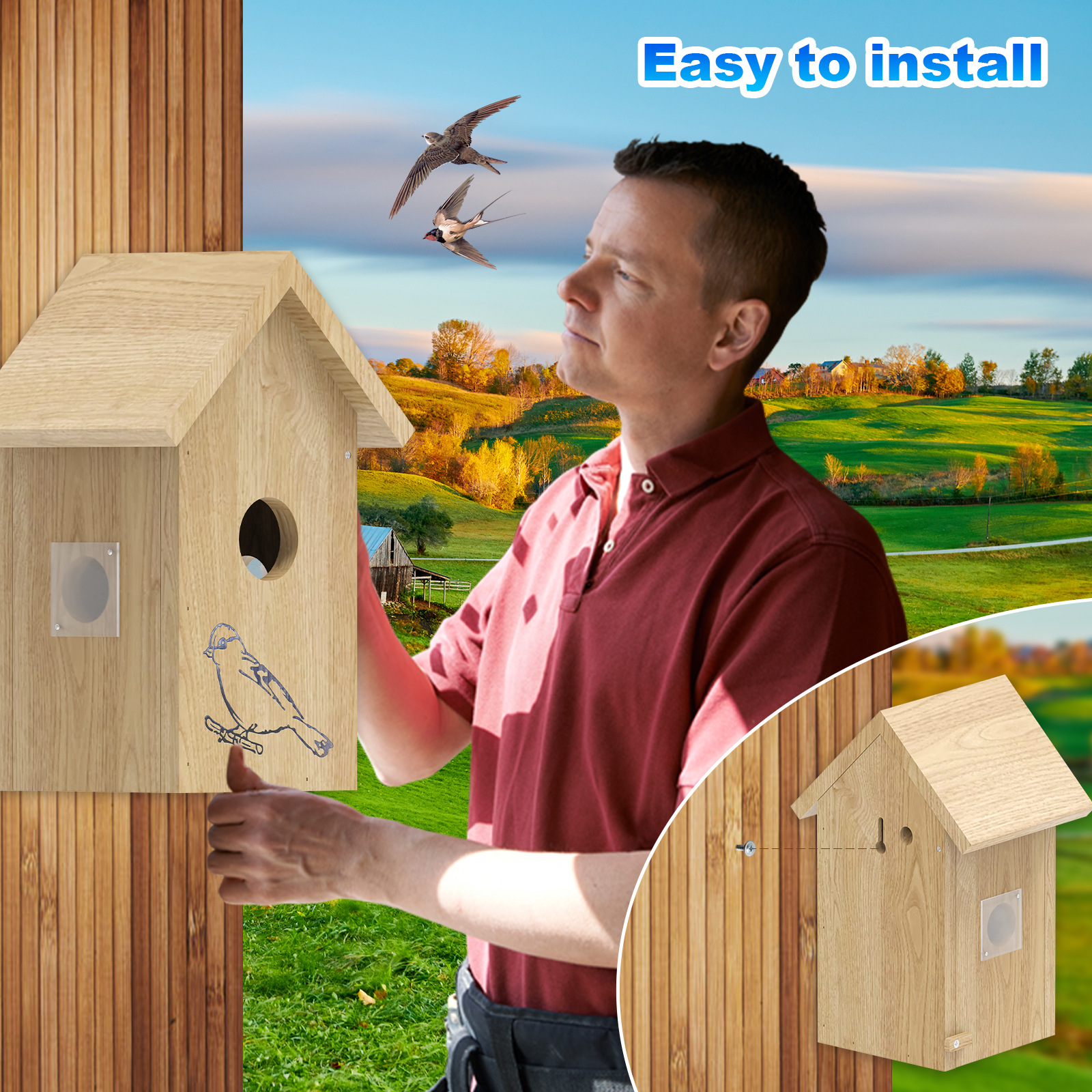 Fábrica de fuente de incubación visual de aves al aire libre nido de pájaros AI inteligente HD cámara wifi explosión transfronteriza