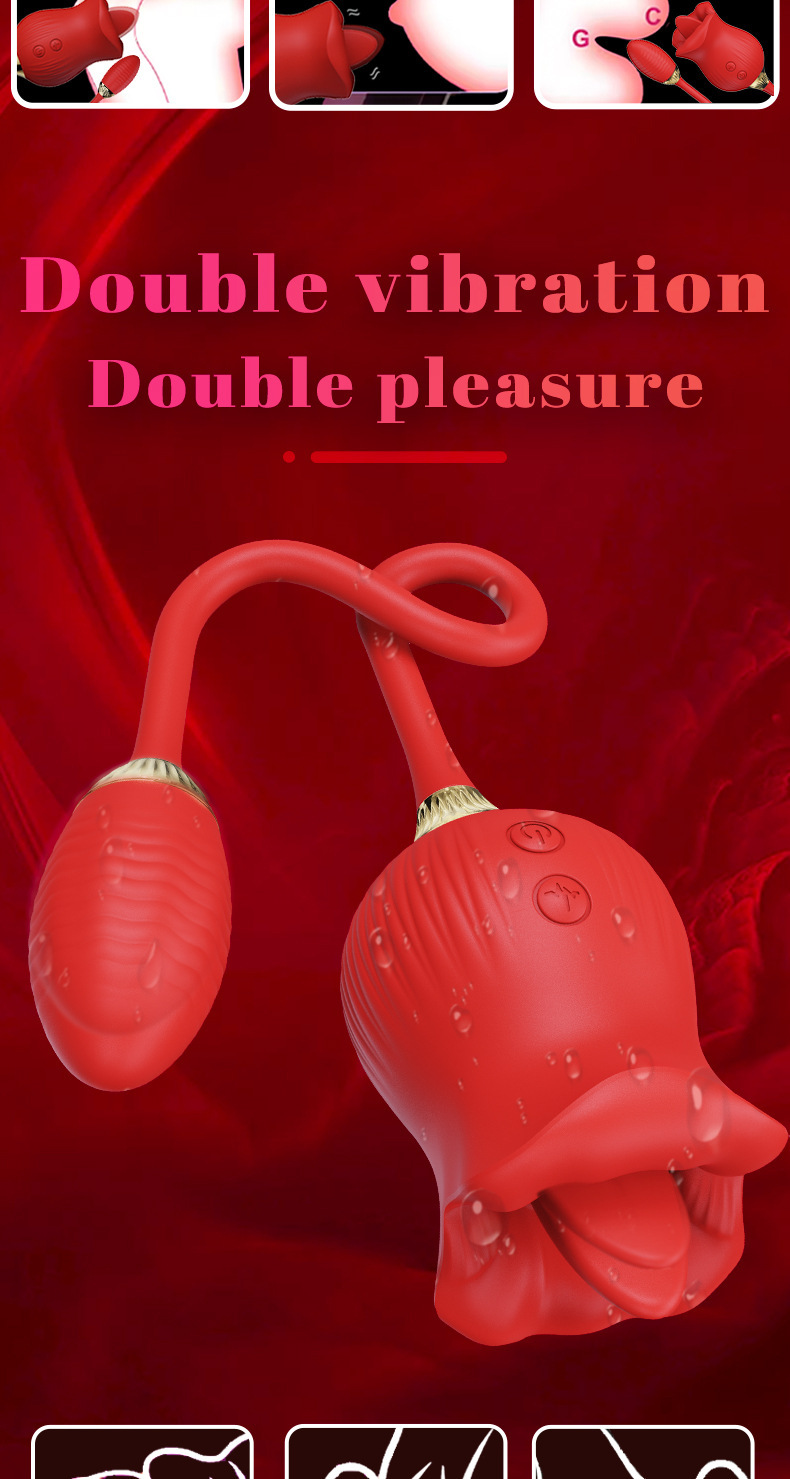 Rose Lip Tongue Licking Vibrator, Purple Silicone & ABS Clitoral Massager for Adults — detail image 6