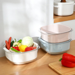 Japanese double-layer sink drainer basket kitchen plastic fruit washing basket creative fruit tray living room home use