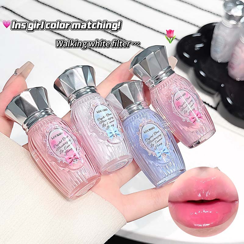 Cross-Border Luckgo Crystal Clear Moisturizing Lip Essence Honey Mirror Moisturizing Lip Balm Light Lines Lip Gloss Lipstick Lip Glaze