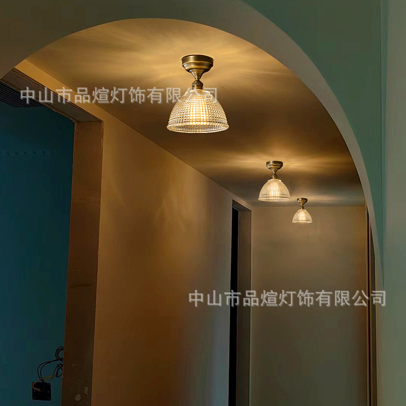Amazon Hot Brass Glass Aisle Light Entrance Balcony Corridor Dining Room French Retro Series American Atmosphere