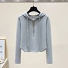 Hooded Long sleeve zipper T-shirt 2022 Spring and summer new pattern fashion Korean Edition Versatile Show thin have cash less than that is registered in the accounts Sweater