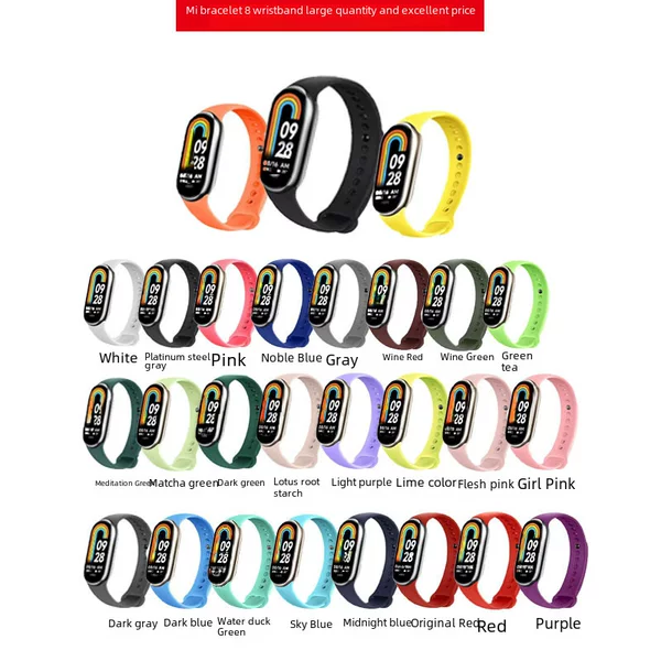 Suitable for Xiaomi Mi Band 8, Mi Band 7, Mi Band 5/6, Mi Band 3/4 Replacement Straps, Silicone Versatile Straps