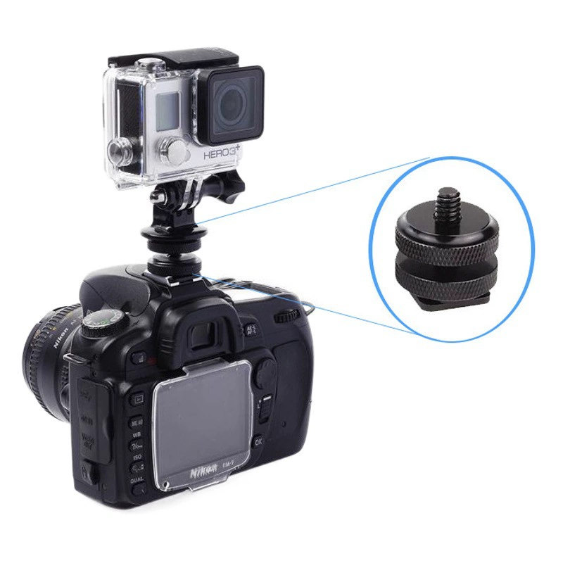 Винт для крепления крепления-штатива (штатива-штуда) на креплении-штативе (штатив-штуде) типа «горячий башмак», 1/4 дюйма, двухслойный, металлический, с верхним и нижним замком