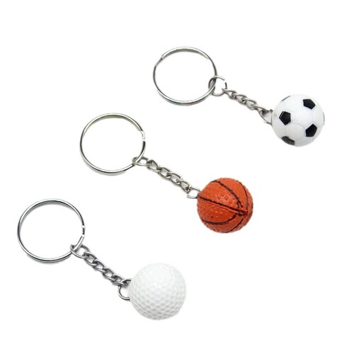 Sports keychain Promotional gift pendant Football basketball golf simulation plastic key pendant