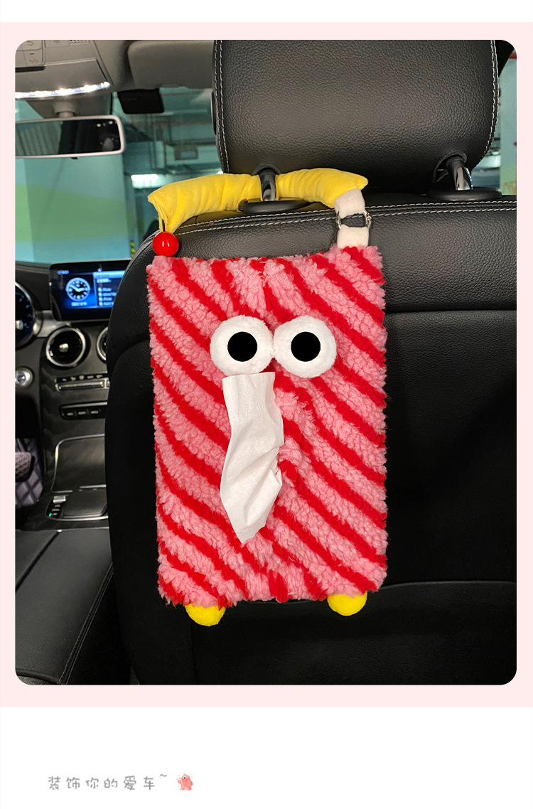 Car Seat Back Tissue Holder Funny Car Tissue Box Hanging Cartoon Monster Car Interior Decoration