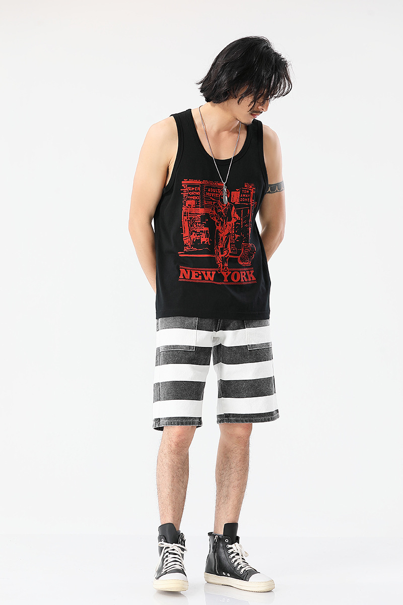 Herrenbekleidung Street-Style bedruckte Weste T-Shirt ärmelloses Unterhemd_voghion.com