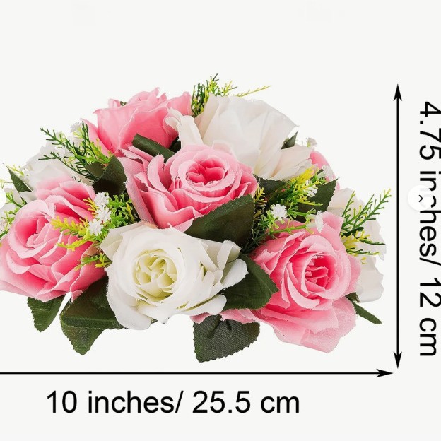 Bola de rosas de flores artificiales para boda, fiesta de cumpleaños, día de San Valentín, decoración del hogar, accesorios de flores artificiales blancas y rosas, adornos