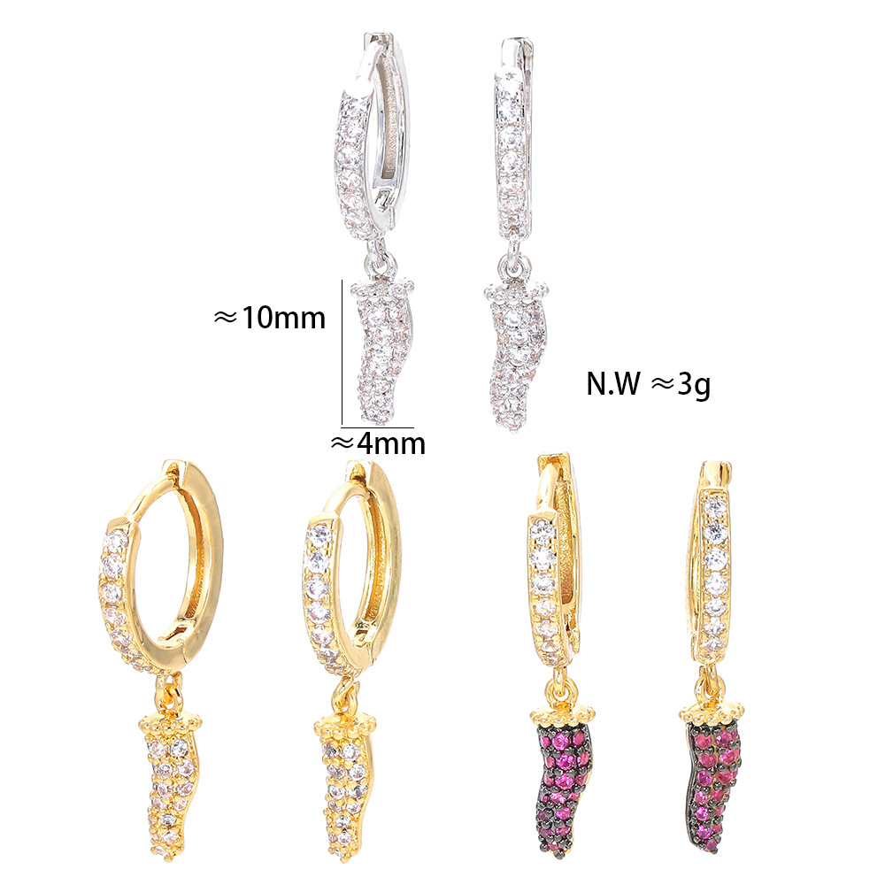 Unisex Gender Plating Design Fashion New Copper Zircon Pepper Earrings