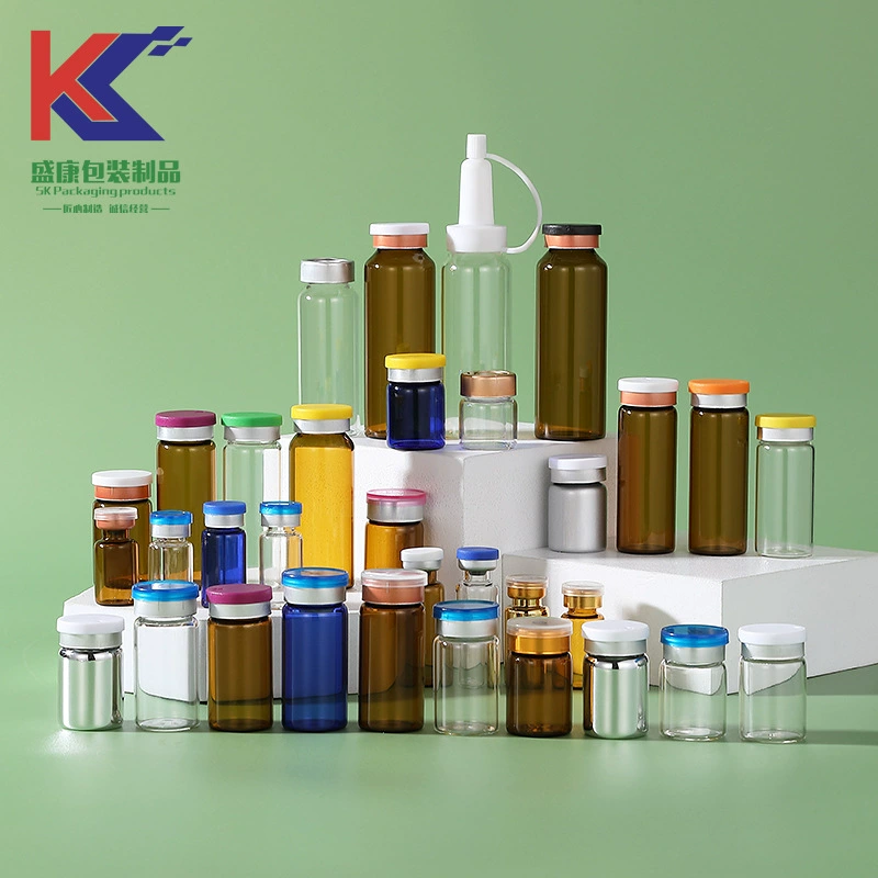 Флакон для салата 2 мл-30 мл коричневого цвета, прозрачная ампула, флакон для косметического лиофилизированного порошка, коричневый байонетный флакон