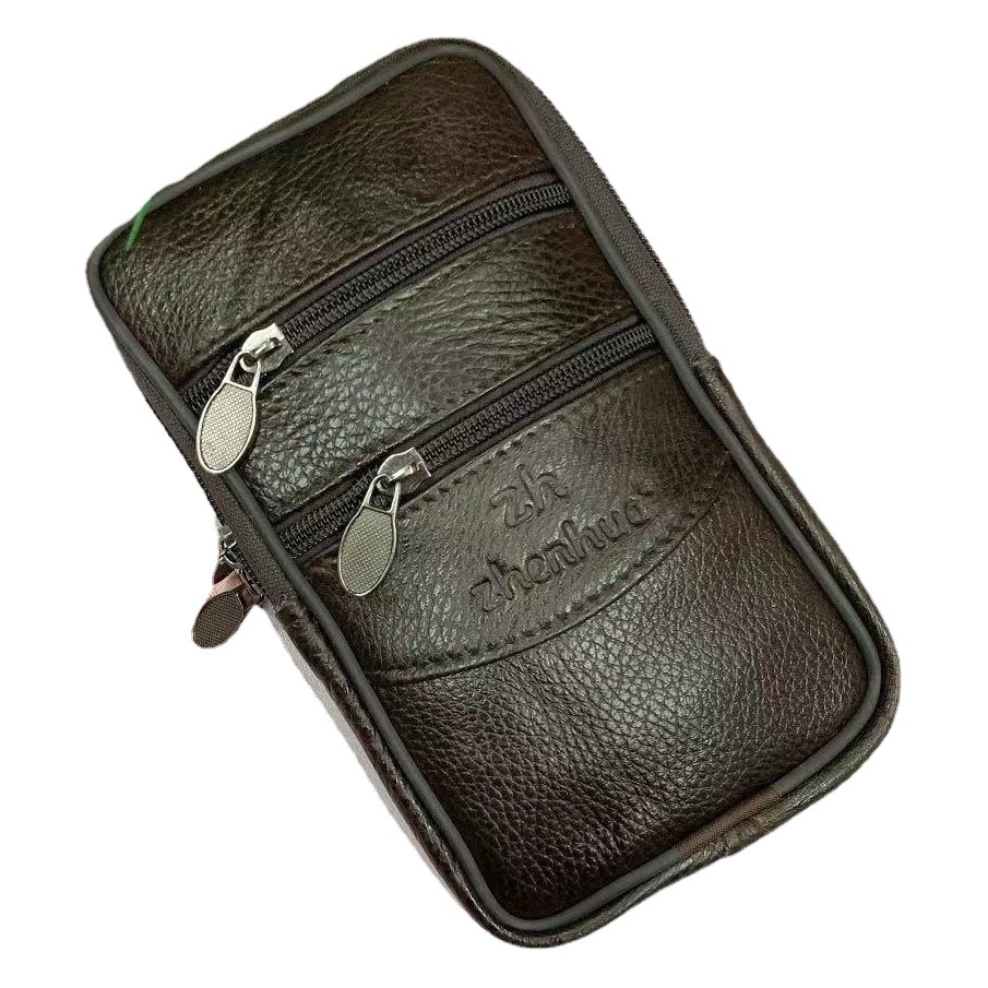 Factory direct men's new pure leather mobile phone waist bag belt increase cowhide multi-functional anti-theft waist bag for the elderly