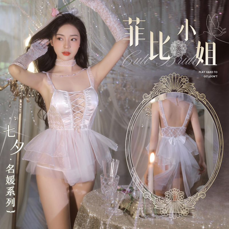 Feimu Valentine's Day Lace Strap Bridal Wedding Dress Set 6631 Sexy Underwear Sexy Open Pajamas 20/Pack