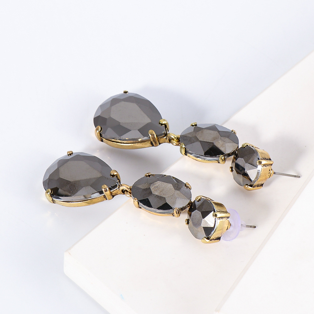 Nihaojewelry fashion drop-shaped colorful diamond earrings Wholesale Jewelry