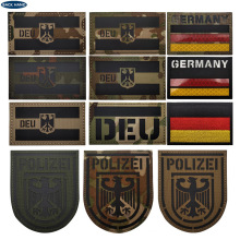 IR Germany Flag DEU patch  9*5魔术贴臂章反光徽章户外包配章