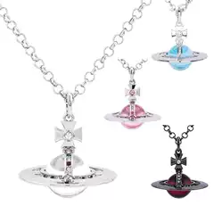 High version Western Queen Mother large orb necklace ice blue Sichuan mint green flying saucer stereo planet necklace factory wholesale