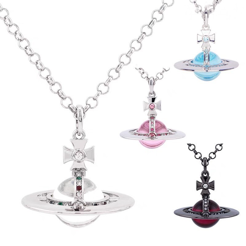 High version Western Queen Mother large orb necklace ice blue Sichuan mint green flying saucer stereo planet necklace factory wholesale High version Western Queen Mother large orb necklace ice blue Sichuan mint green flying saucer stereo planet necklace factory wholesale