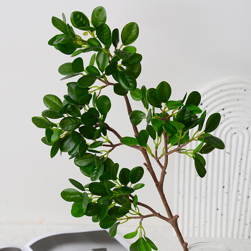 仿真植物 長枝短支米蘭葉插花盆景 富貴榕 手感葉片假花工廠批發