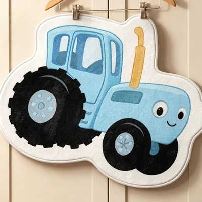 Avtomobil döşəmə paspasları: non-slip bedside rug, wholesale on - cute-tractor-vertical-version-4060imitation-cashmere-with-dot-plastic-bottom
