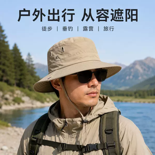 Outdoor Sun Protection Quick-Dry Fisherman Hat for Men, Summer Fishing Large Sun Hat, Jungle Camping Customized Hiking Hat