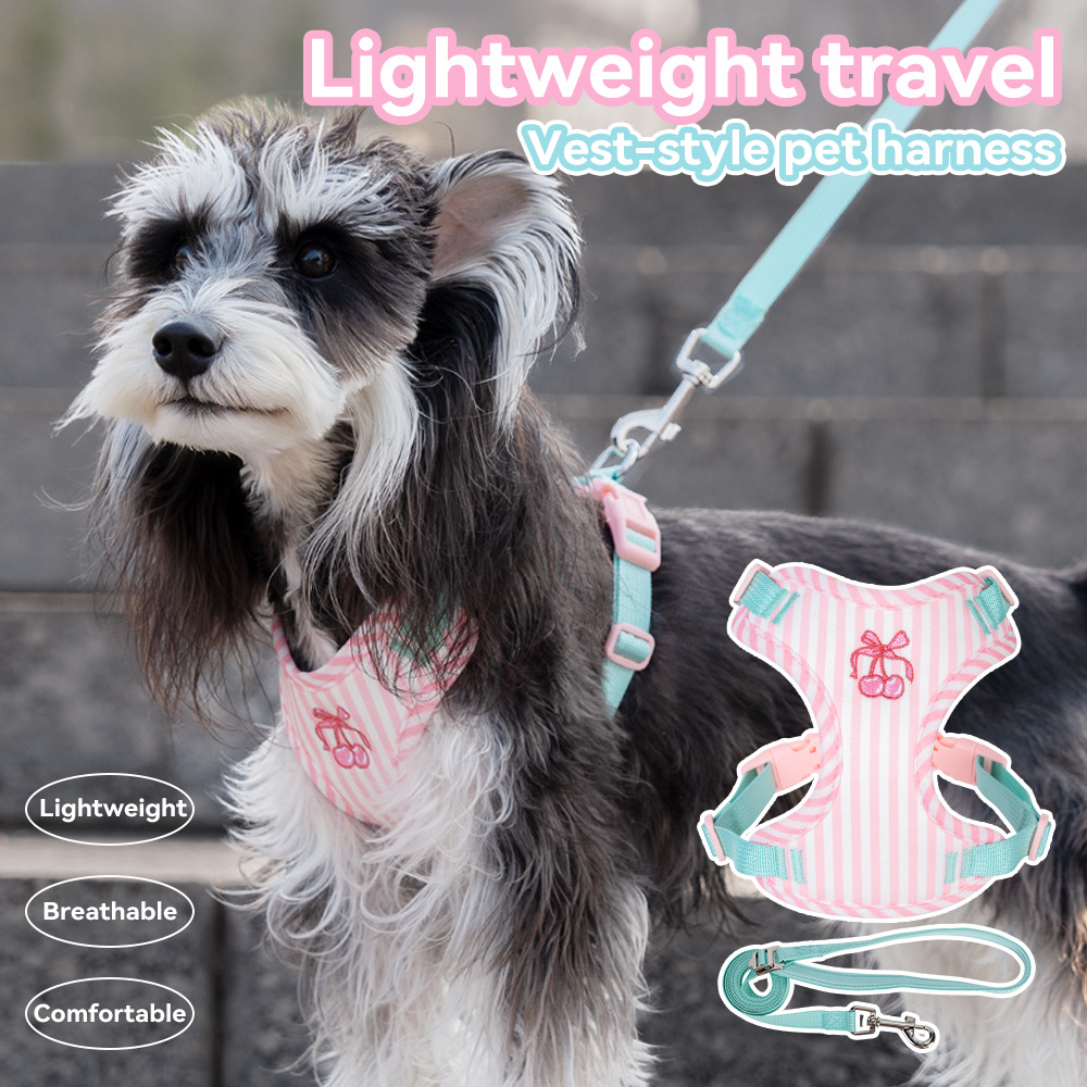 Pet chaleco tipo cinturón de pecho para perros pequeños cuerda de tracción para perros anti-desprendimiento lindo cuerda para perros pequeños y medianos caminando perros pecho espalda
