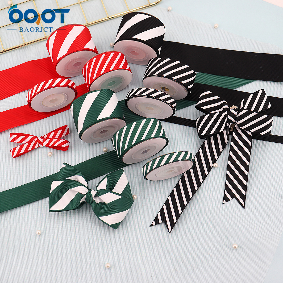 Navidad diagonal raya hilo cinta Carnaval cinta regalo caja embalaje cinta vacaciones escena Decoración