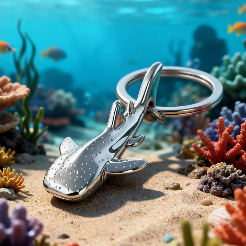 Ocean-themed keychain pendant, custom mini whale shark keychain, creative bag charm, aquarium souvenir.