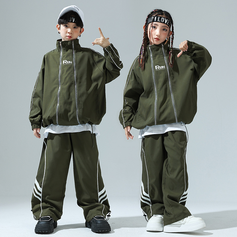Children's Street Dance Fashion Clothes Autumn Fashion Brand Boys and Girls Hip Hop Coat suit Primary School Students' Sports Meeting Opening Ceremony Class Clothes