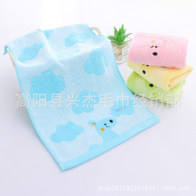 竹纤维儿童家用面巾 婴幼儿毛巾厂家批发全棉无捻提花图案洁面巾