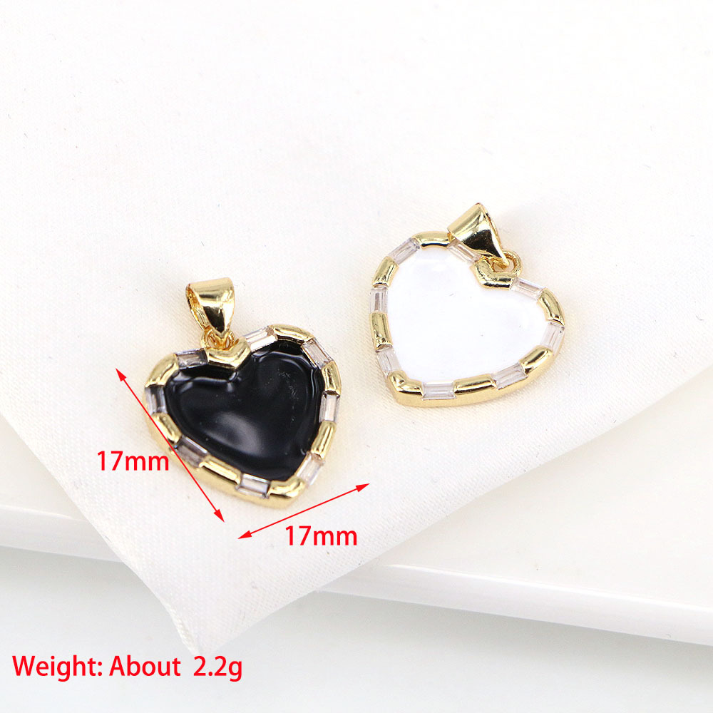 European And American Color Dripping Oil Copper Heart Pendant Necklace display picture 1