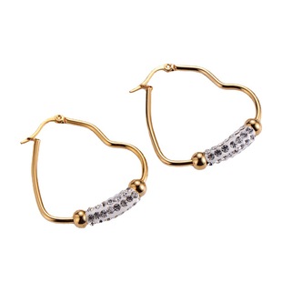 AML [Internet celebrity style] rhinestone heart-shaped earrings fashion European and American style electroplated jewelry ins niche Women's